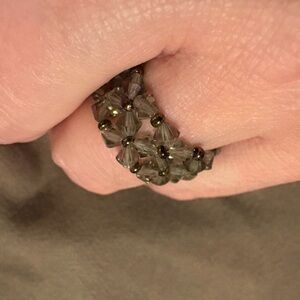Smoky Black Beaded Ring